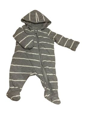 Burt's Bees Baby Gray and White Striped Bunting Suit